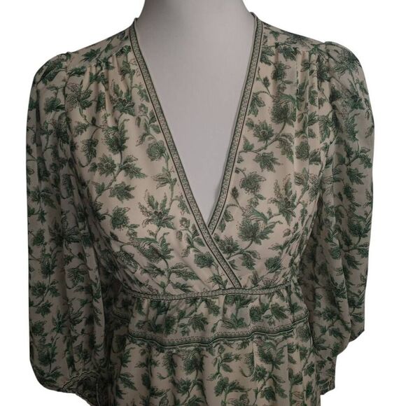 MAX STUDIO LONDON GREEN & CREAM FLORAL DRESS SZ.S NWT - Picture 2 of 9